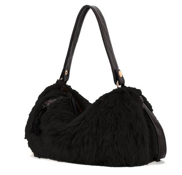 Black faux fur handbag / purse