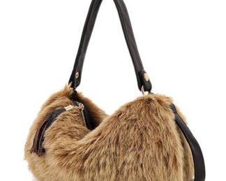 Faux fur handbag / purse - brown