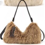 Faux fur handbag / purse in soft brown