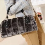 Faux fur purse with detachable shoulder straps