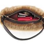 Faux fur purse / shoulder bag in soft brown