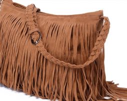 Brown fringe handbag