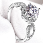 Round cubic zirconia white gold ring (silver)
