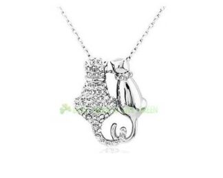 Cat pendant necklace, silver