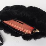 Black faux fur clutch purse