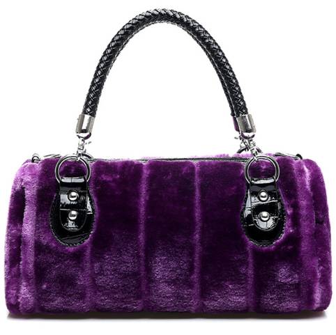 Faux Fur handbag / Clutch purse Purple