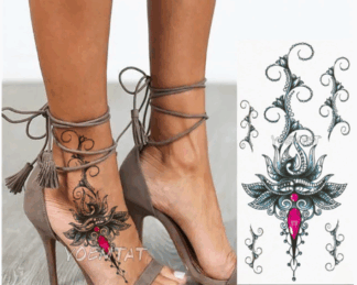 Grey and Pink Temporary Tattoo