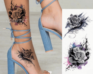 Rose temporary tattoo for women