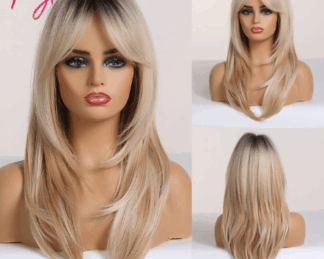 Long Layered Black to Blonde Ombre Wig
